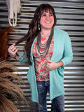 Lola Cardigan - Aqua - Women's Apparel - Cardigan - Casual Wear - Bronco Western Supply Co.