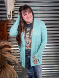 Lola Cardigan - Aqua - Women's Apparel - Cardigan - Casual Wear - Bronco Western Supply Co.