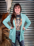 Lola Cardigan - Aqua - Women's Apparel - Cardigan - Casual Wear - Bronco Western Supply Co.