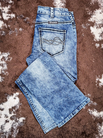 Cowgirl Tuff DFMI Bleached Bootcut Jeans - Western Wear - Riding Jeans - Bronco Western Supply Co.