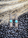 Celine Dangle Bar Earrings - Silver/Turquoise - Western Jewelry - Bronco Western Supply Co.