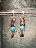 Celine Dangle Bar Earrings - Silver/Turquoise - Western Jewelry - Bronco Western Supply Co.