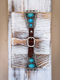 Nellie Western Style Faux Turquoise and Leather Watch Band