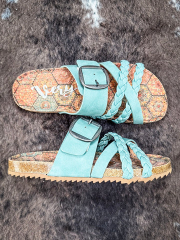 Nora Sandal in Turquoise - Very G - Western Sandal - Footwear - Bronco Western Supply Co.