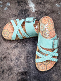 Nora Sandal in Turquoise - Very G - Western Sandal - Footwear - Bronco Western Supply Co.