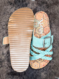 Nora Sandal in Turquoise - Very G - Western Sandal - Footwear - Bronco Western Supply Co.