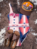 The Ollie Aztec Hooey Swimsuit - Dusty Pink - One Piece Swimsuit - Hooey - Bronco Western Supply Co.