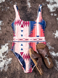 The Ollie Aztec Hooey Swimsuit - Dusty Pink - One Piece Swimsuit - Hooey - Bronco Western Supply Co.