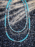 Rowdy Navajo Style Pearl Layered Necklace - Natural/Turquoise