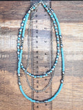 Rowdy Navajo Style Pearl Layered Necklace - Natural/Turquoise