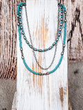 Rowdy Navajo Style Pearl Layered Necklace - Natural/Turquoise