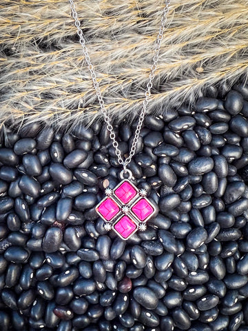 Rio - Pendant Necklace - Pink - Western Jewelry - Bronco Western Supply Co,