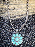 Lola Flower Pendant Necklace - Turquoise