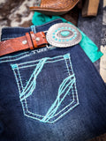 "Sue" Brown/Turquoise Hooey Belt