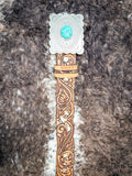 Close up of belt buckle on Rogue belt