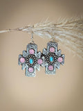 Elsie Aztec Dangle Earrings - Silver - Western Jewelry - Bronco Western Supply Co.