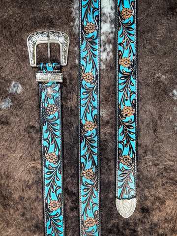 Myra Bag - Turquoise Hand Tooled Leather Belt