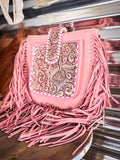 Myra Bag - Oro Valley Hand Tooled Bag in Pink - Western Purse - Bronco Western Supply Co.