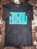 Howdy Block Graphic Tee - Black Leopard - Western Tee -Bronco Western Supply Co. 