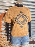 Vegas Aztec Graphic Tee - Brown Leopard - Western Tee - Bronco Western Supply Co.