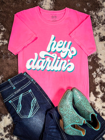 Hey Darlin' Graphic Tee - Neon Pink