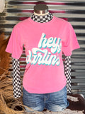 Hey Darlin' Graphic Tee - Neon Pink - Western Tee - Bronco Western Supply Co.