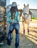 Cowgirl Tuff - Turquoise Hurricane Bootcut Jeans - Riding Jeans - Bronco Western Supply Co.