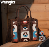 Wrangler Sherpa Tote Southwestern Print Canvas Tote/Crossbody - Coffee - Bronco Western Supply Co.