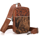 Rhett Cowhide Sling Bag - Purse - Brown - Montana West - Bronco Western Supply Co.