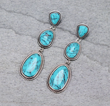 Billie Stone Stud Dangle Earrings - Turquoise/Silver - Western Jewelry - Bronco Western Supply Co.