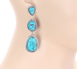 Billie Stone Stud Dangle Earrings - Turquoise/Silver - Western Jewelry - Bronco Western Supply Co.