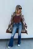 Checkered Miley Dot Cardigan - Brown - Sweater - Casual - Bronco Western Supply Co.