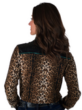 Cowgirl Tuff Wild Streak – Leopard Print Button Up with Turquoise Accents