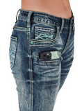 Cowgirl Tuff - Turquoise Hurricane Bootcut Jeans - Riding Jeans - Bronco Western Supply Co.