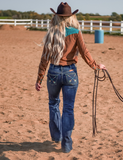 Cowgirl Tuff Turquoise Arrows Bootcut Jeans