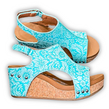 Isabella Tooled Wedge in Turquoise by Very G