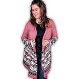 Sanibel Aztec Print Cardigan - Mauve - Casual - Western Wear - Bronco Western Supply Co.