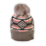 C.C. Aztec Pom Beanie - Brown