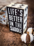 Box Sign - In The Saddle - Gift Items - Primitives by Kathy - Bronco Western Supply Co.