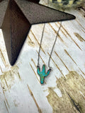 Cactus Pendant Necklace - Turquoise - Jewelry - Bronco Western Supply Jewelry - Bronco Western Supply Co.