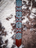 "Dakota" Aztec Embossed Brown/Turquoise Hooey Belt - Apparel - Hooey - Bronco Western Supply Co.