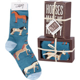 Horses Make Me Happy Box Sign And Sock Set - Women's Boots - Primitives by Kathy - Bronco Western Supply Co.