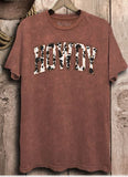 Howdy Cow Print Graphic Tee - Vintage Wine - Apparel - Bronco Western Supply Co. - Bronco Western Supply Co.