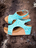 Isabella Tooled Wedges in Turquoise by Very G - Women's Shoe - Very G - Bronco Western Supply Co.