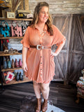 Isla Ruffle Shirt Dress - Apricot - Women - Bronco Western Supply Co. - Bronco Western Supply Co.