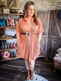 Isla Ruffle Shirt Dress - Apricot - Women - Bronco Western Supply Co. - Bronco Western Supply Co.