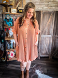 Isla Ruffle Shirt Dress - Apricot - Women - Bronco Western Supply Co. - Bronco Western Supply Co.