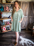 Isla Ruffle Shirt Dress - Sage - Women - Bronco Western Supply Co. - Bronco Western Supply Co.