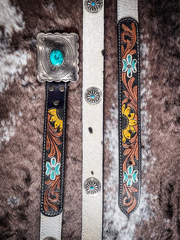 Klepto Hand - Tooled Concho Belt - Apparel - Myra Bag - Bronco Western Supply Co.