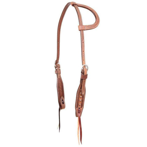 Martin Saddlery Rope Border Rough - out with Copper Dots Single Ear Headstall - Headstalls & Accessories - Martin Saddlery - Bronco Western Supply Co.